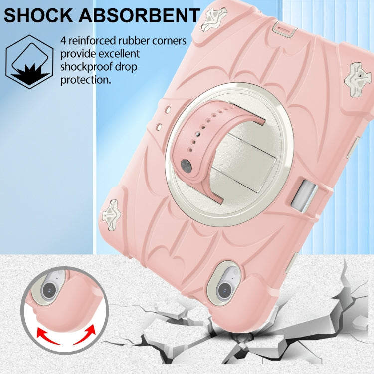 For iPad mini 6 / mini 2024 Bat Hand Grip Turntable Stand Tablet Case(Pink White)