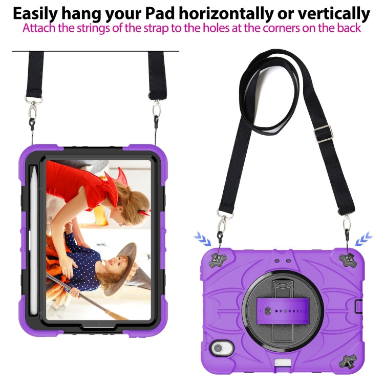 For iPad mini 6 Bat Hand Grip Turntable Stand Tablet Case(Purple Black)