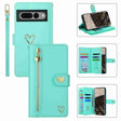 For Google Pixel 7 Pro POLA Love Multi-Card Slots Zipper Wallet Leather Phone Case(Light Green) - free shipping - PMC TechLife - Order now!