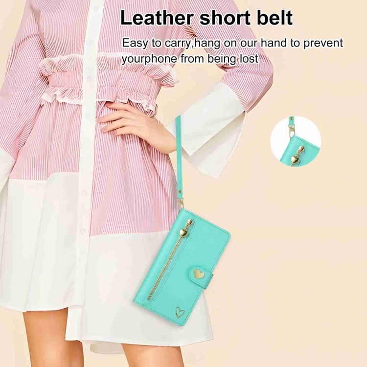 For Google Pixel 7 Pro POLA Love Multi-Card Slots Zipper Wallet Leather Phone Case(Light Green)