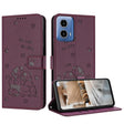 For Motorola Moto G 5G 2024 Embossed Kitten Phone Leather Case with Lanyard(Wine Red) - Motorola Cases by PMC Jewellery | Online Shopping South Africa | PMC Jewellery | Buy Now Pay Later Mobicred
