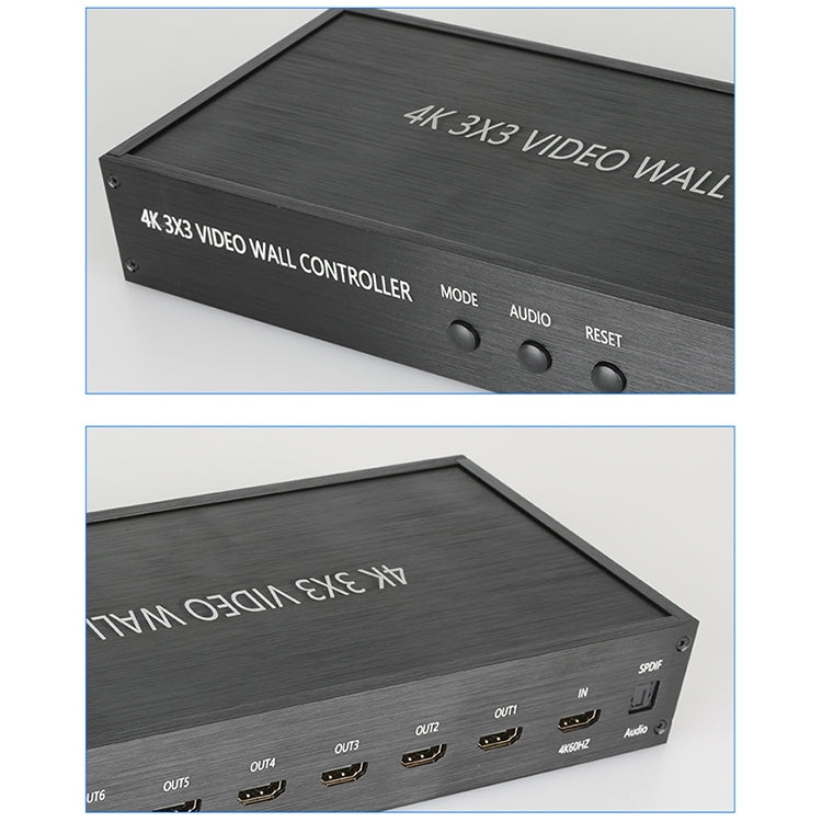 NK-BT88 4K 3x3 HDMI Video Wall Controller Multi-screen Splicing Processor with Remote Controller, Plug:UK Plug