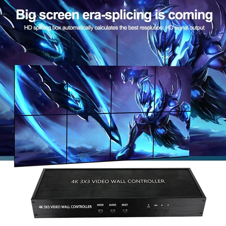 NK-BT88 4K 3x3 HDMI Video Wall Controller Multi-screen Splicing Processor with Remote Controller, Plug:US Plug