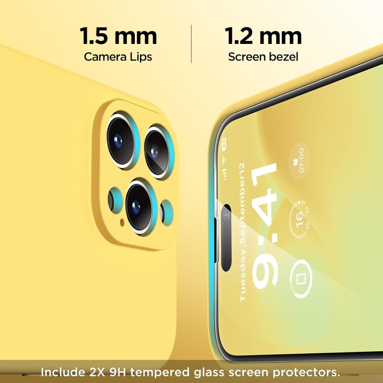 For iPhone 13 Pro Max Silicone Suction Cup MagSafe Phone Case with Screen Film(Yellow)