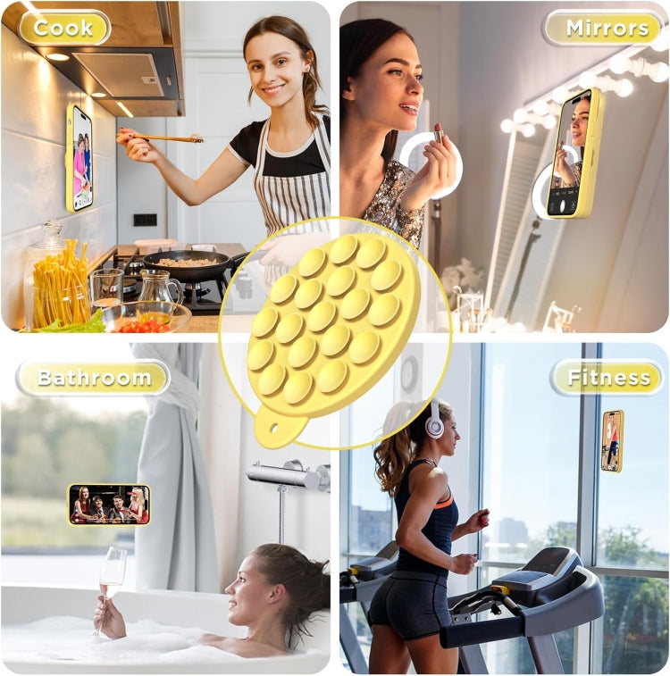 For iPhone 13 Pro Max Silicone Suction Cup MagSafe Phone Case with Screen Film(Yellow)