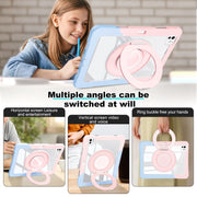 For iPad Pro 11 2024 Crystal Armor PC Hybrid TPU Tablet Case with Pen Slot(Blue Pink)