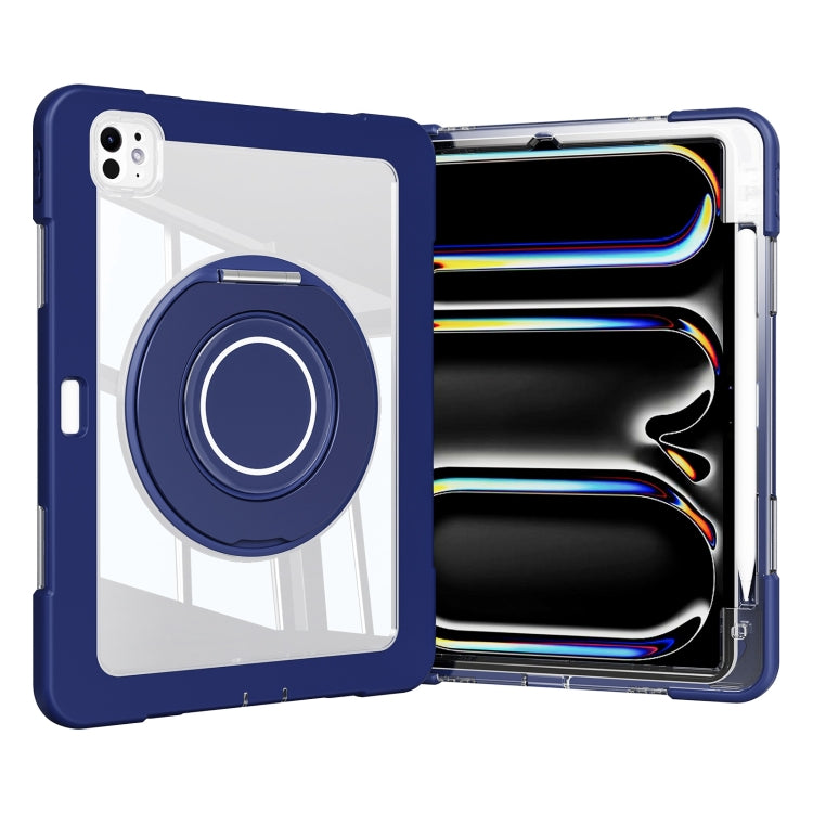 For iPad Pro 11 2024 Crystal Armor PC Hybrid TPU Tablet Case with Pen Slot(Dark Blue)