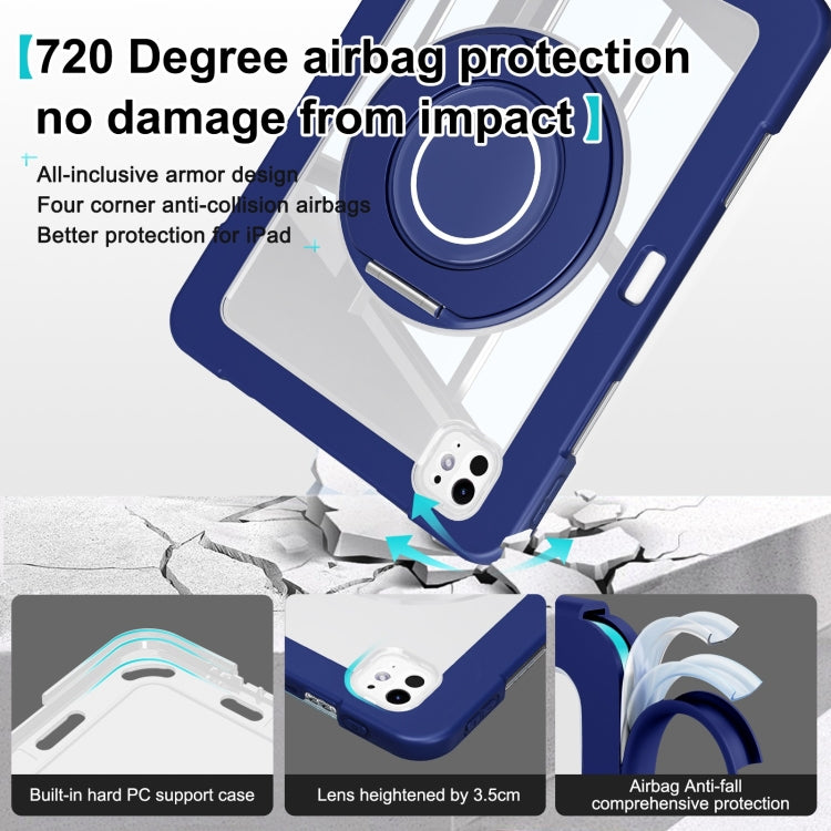 For iPad Pro 11 2024 Crystal Armor PC Hybrid TPU Tablet Case with Pen Slot(Dark Blue)