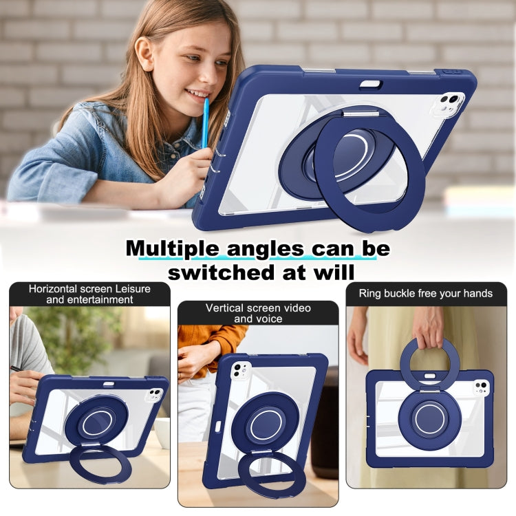 For iPad Pro 11 2024 Crystal Armor PC Hybrid TPU Tablet Case with Pen Slot(Dark Blue)