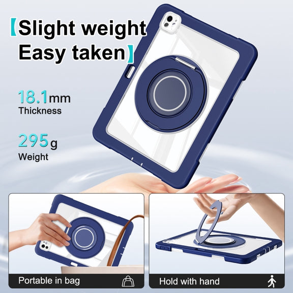 For iPad Pro 11 2024 Crystal Armor PC Hybrid TPU Tablet Case with Pen Slot(Dark Blue)