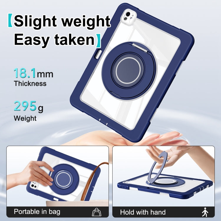 For iPad Pro 11 2024 Crystal Armor PC Hybrid TPU Tablet Case with Pen Slot(Dark Blue)