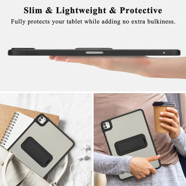 For iPad 10.2 2021 / 2020 / 2019 Skin Feel Holder PC Hybrid TPU Tablet Case(Black)