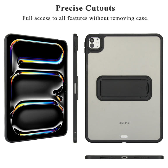 For iPad 10.2 2021 / 2020 / 2019 Skin Feel Holder PC Hybrid TPU Tablet Case(Black)