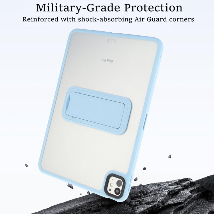 For iPad Air 2 9.7 Skin Feel Holder PC Hybrid TPU Tablet Case(Light Blue)