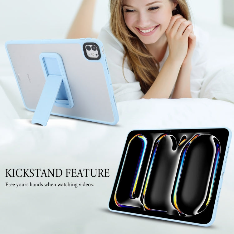 For iPad Air 2 9.7 Skin Feel Holder PC Hybrid TPU Tablet Case(Light Blue)
