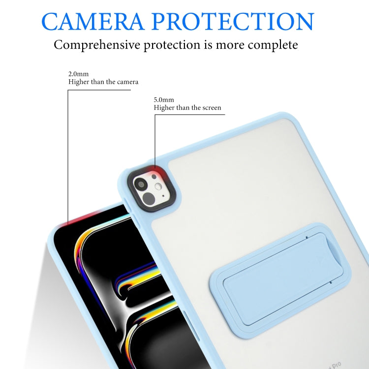 For iPad Air 2 9.7 Skin Feel Holder PC Hybrid TPU Tablet Case(Light Blue)