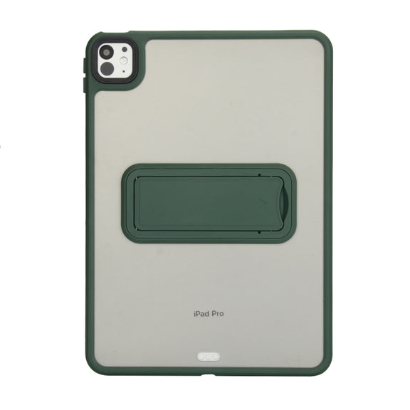 For iPad Air 2 9.7 Skin Feel Holder PC Hybrid TPU Tablet Case(Dark Green)