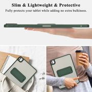 For iPad Air 2 9.7 Skin Feel Holder PC Hybrid TPU Tablet Case(Dark Green)