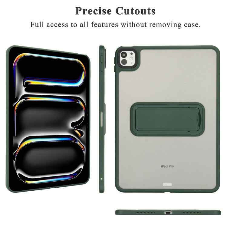 For iPad Air 2 9.7 Skin Feel Holder PC Hybrid TPU Tablet Case(Dark Green)
