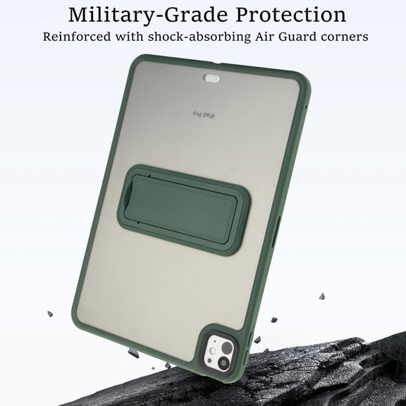 For iPad Air 2 9.7 Skin Feel Holder PC Hybrid TPU Tablet Case(Dark Green)