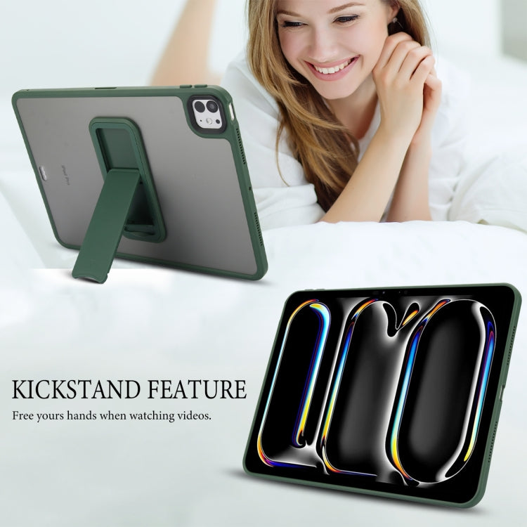 For iPad Air 2 9.7 Skin Feel Holder PC Hybrid TPU Tablet Case(Dark Green)