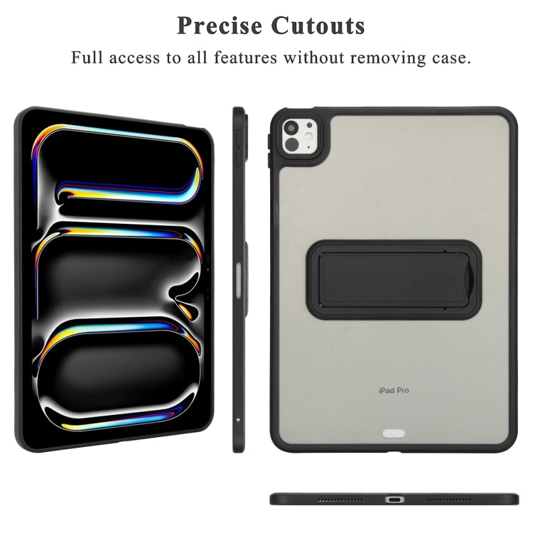 For iPad Air 5 / 4 10.9 inch Skin Feel Holder PC Hybrid TPU Tablet Case(Black)