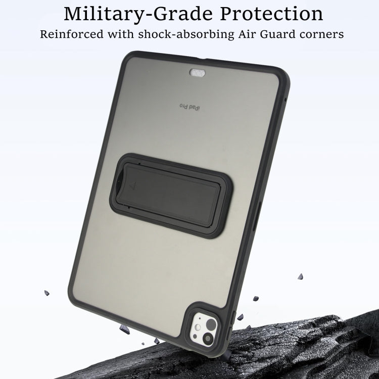 For iPad Air 5 / 4 10.9 inch Skin Feel Holder PC Hybrid TPU Tablet Case(Black)