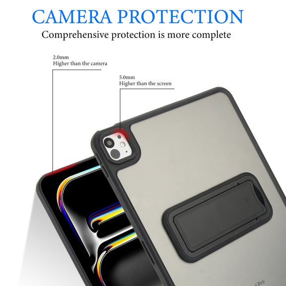 For iPad Air 5 / 4 10.9 inch Skin Feel Holder PC Hybrid TPU Tablet Case(Black)