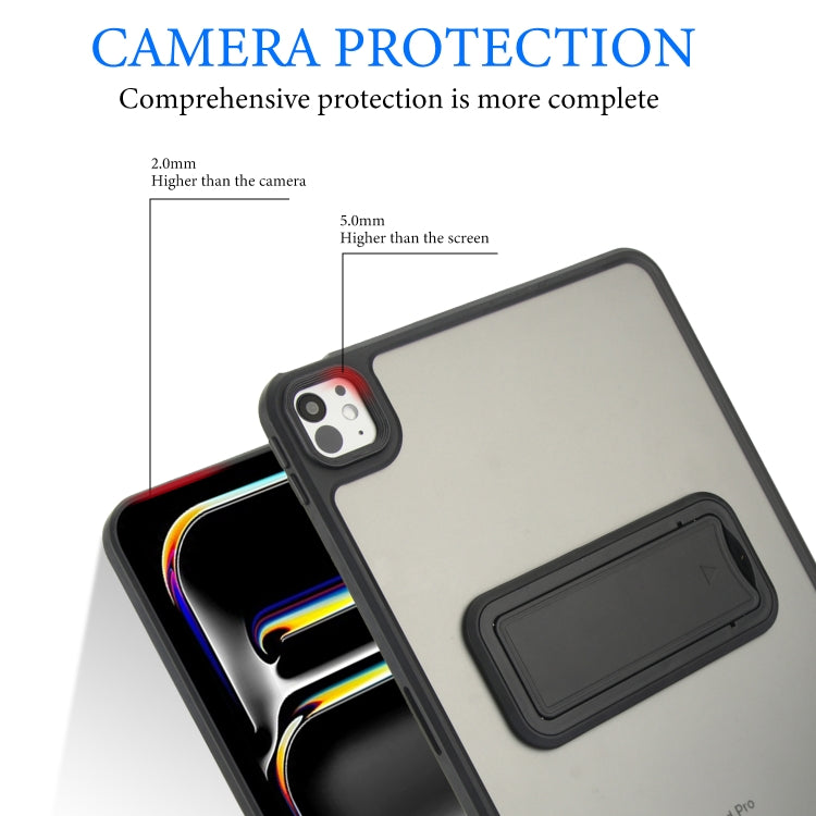 For iPad Air 5 / 4 10.9 inch Skin Feel Holder PC Hybrid TPU Tablet Case(Black)