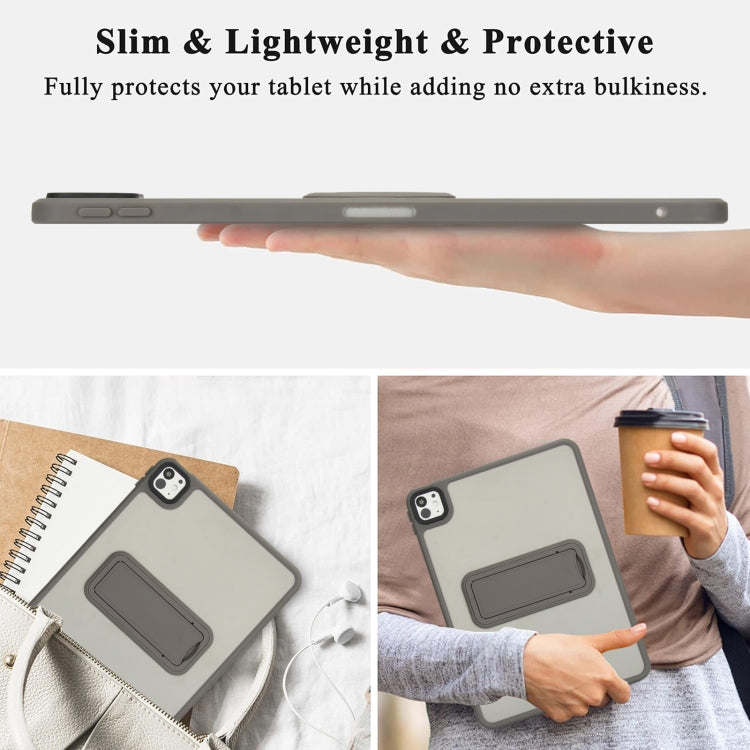 For iPad Air 5 / 4 10.9 inch Skin Feel Holder PC Hybrid TPU Tablet Case(Grey)