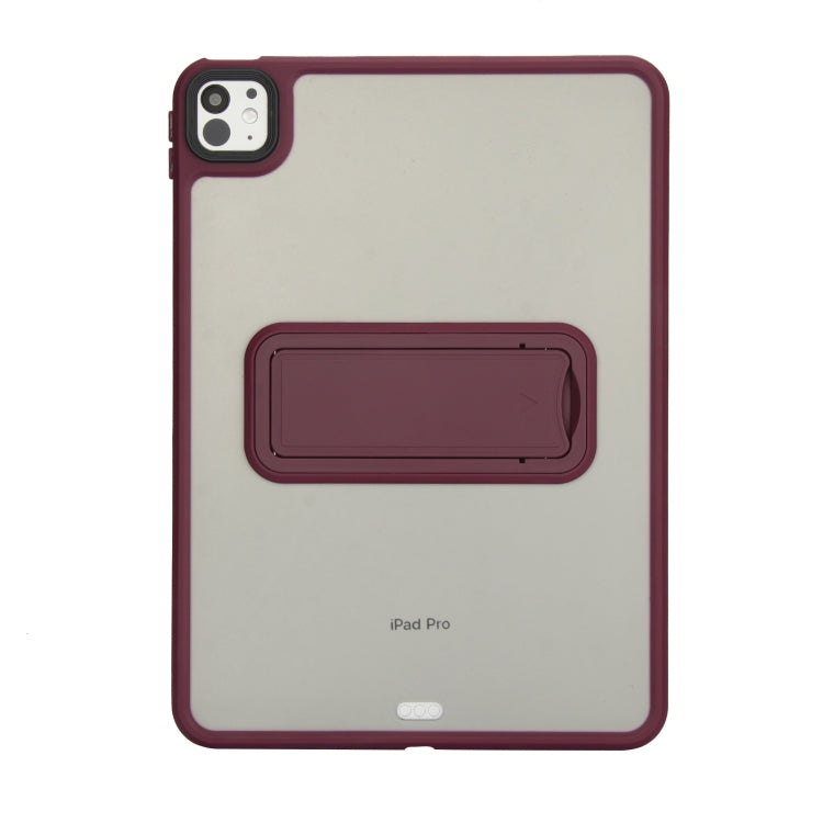 For iPad Pro 11 2018 Skin Feel Holder PC Hybrid TPU Tablet Case(Wine Red)