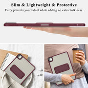 For iPad Pro 11 2018 Skin Feel Holder PC Hybrid TPU Tablet Case(Wine Red)