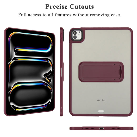 For iPad Pro 11 2018 Skin Feel Holder PC Hybrid TPU Tablet Case(Wine Red)