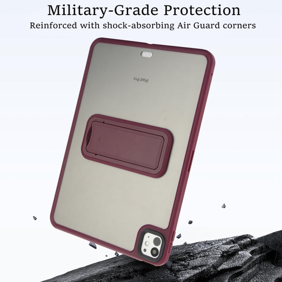 For iPad Pro 11 2018 Skin Feel Holder PC Hybrid TPU Tablet Case(Wine Red)