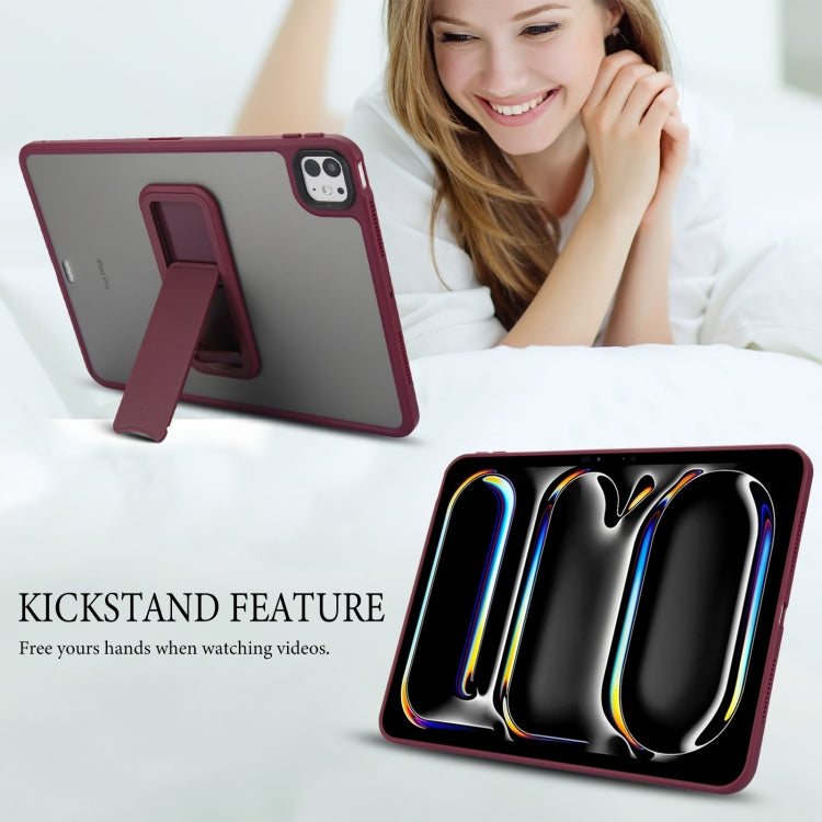 For iPad Pro 11 2018 Skin Feel Holder PC Hybrid TPU Tablet Case(Wine Red)