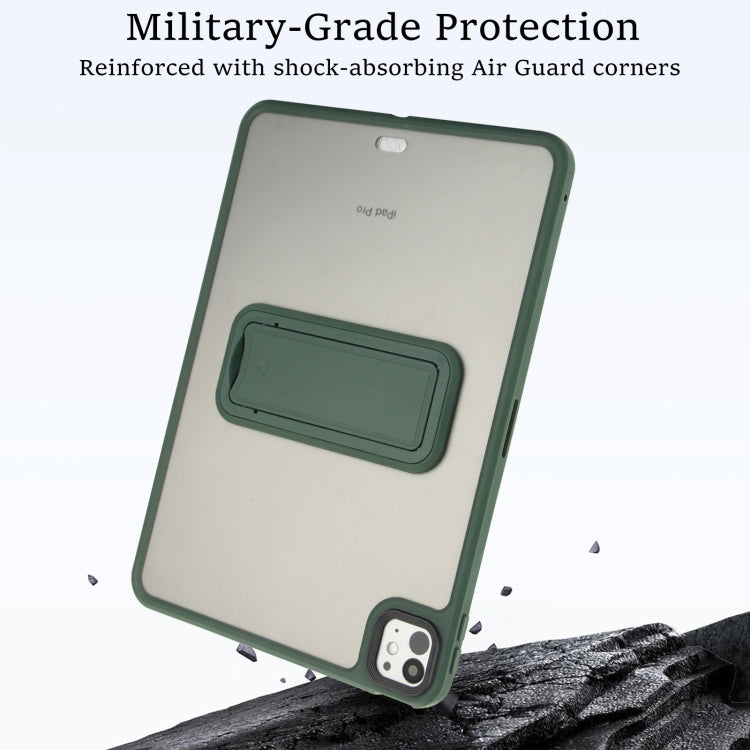 For iPad Pro 11 2018 Skin Feel Holder PC Hybrid TPU Tablet Case(Dark Green)