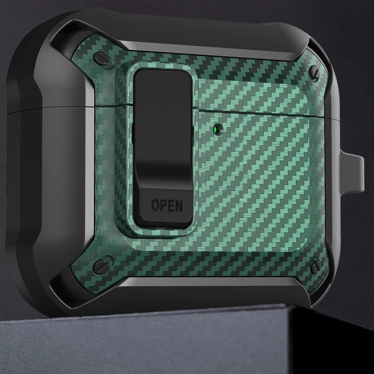 For AirPods 4 Bumblebee Carbon Fiber Shockproof Protective Case with Switch(Yellow)