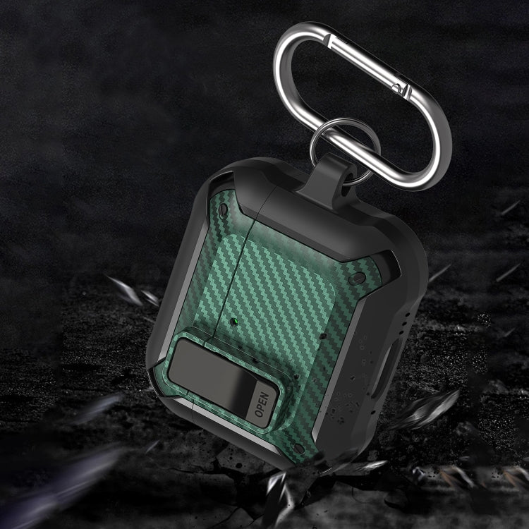 For AirPods 4 Bumblebee Carbon Fiber Shockproof Protective Case with Switch(White)
