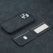 For iPhone 16 ESEBLE E2 Retro Texture Card Slots MagSafe RFID Leather Case(Black)