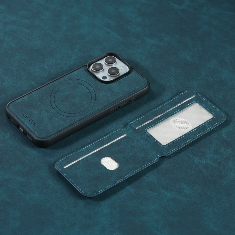 For iPhone 16 ESEBLE E2 Retro Texture Card Slots MagSafe RFID Leather Case(Dark Green)
