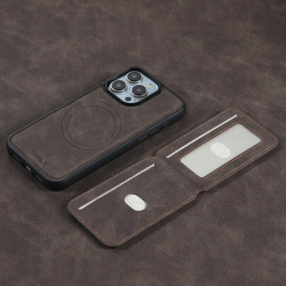 For iPhone 16 Plus ESEBLE E2 Retro Texture Card Slots MagSafe RFID Leather Case(Coffee)