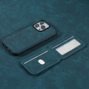 For iPhone 16 Plus ESEBLE E2 Retro Texture Card Slots MagSafe RFID Leather Case(Dark Green)