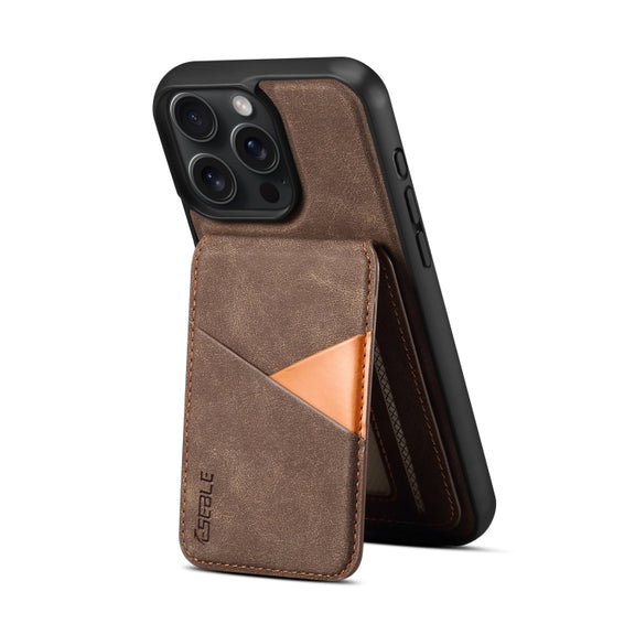 For iPhone 16 Pro ESEBLE E2 Retro Texture Card Slots MagSafe RFID Leather Case(Coffee)
