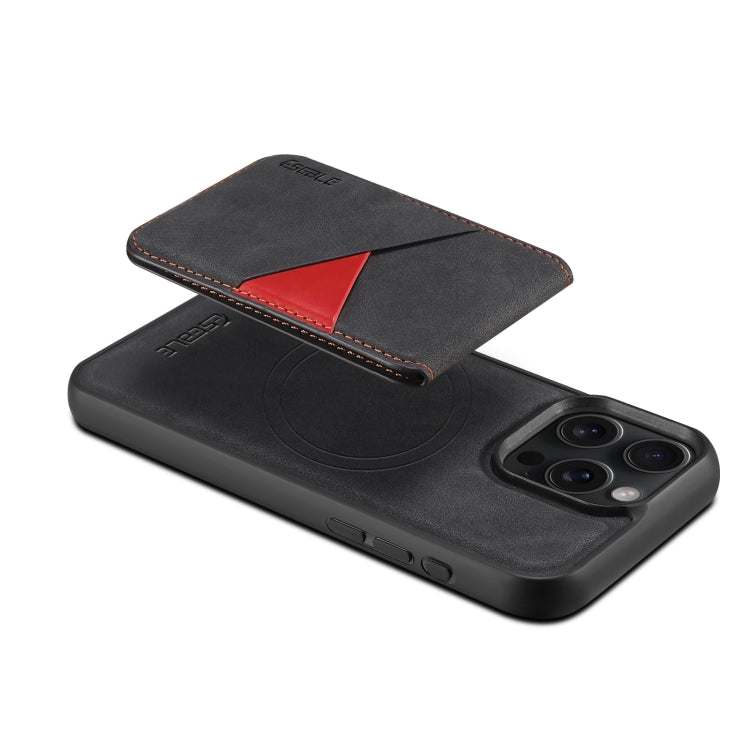 For iPhone 16 Pro Max ESEBLE E2 Retro Texture Card Slots MagSafe RFID Leather Case(Black)
