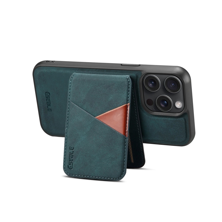 For iPhone 16 Pro Max ESEBLE E2 Retro Texture Card Slots MagSafe RFID Leather Case(Dark Green)