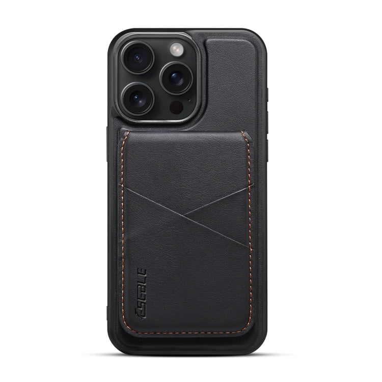 For iPhone 16 Plus ESEBLE E3 Plain Texture Card Slots MagSafe RFID Leather Case(Black)
