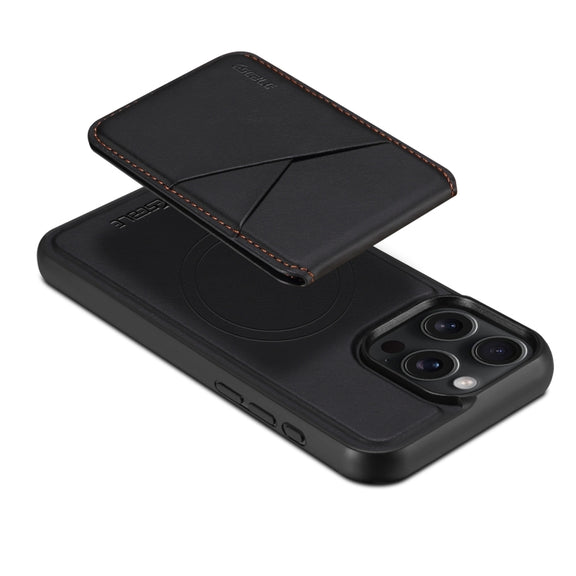 For iPhone 16 Plus ESEBLE E3 Plain Texture Card Slots MagSafe RFID Leather Case(Black)