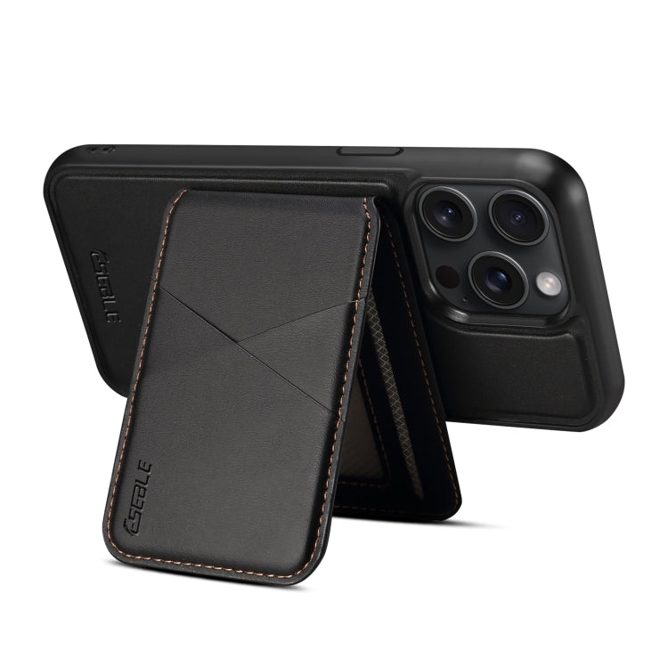 For iPhone 16 Plus ESEBLE E3 Plain Texture Card Slots MagSafe RFID Leather Case(Black)