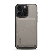 For iPhone 16 Plus ESEBLE E3 Plain Texture Card Slots MagSafe RFID Leather Case(Grey)