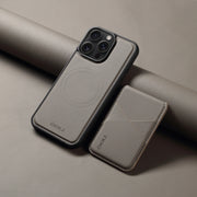 For iPhone 16 Plus ESEBLE E3 Plain Texture Card Slots MagSafe RFID Leather Case(Grey)